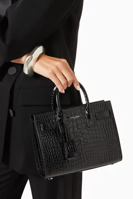 Buy SAINT LAURENT Black Nano Classic Sac de Jour in Croc-embossed