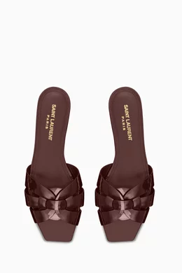 Flip Flops Tribute Sandal Buy SAINT LAURENT Burgundy Tribute Flat Sandals  In Patent Leather