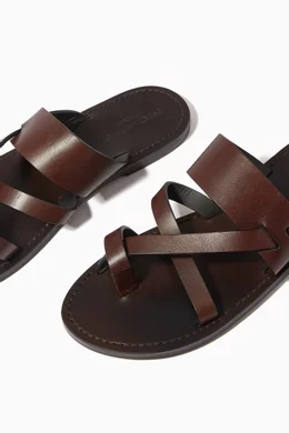 ★関税込★SAINT LAURENT★CULVER FLAT MULE レザーサンダル★ Buy SAINT LAURENT Brown Culver Flat Mules in Smooth Leather