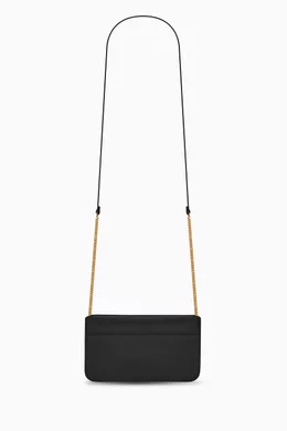 Buy SAINT LAURENT Black Cassandre Phone Holder with Strap in