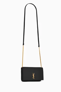 Buy SAINT LAURENT Black Cassandre Phone Holder with Strap in