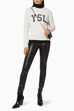 Buy SAINT LAURENT White YSL Vintage Sweatshirt in Cotton For Women Online Ounass Saudi