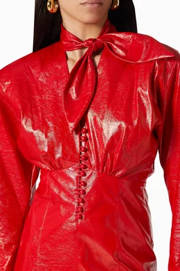 Buy Isabel Marant Red Genazuli Midi Dress in Faux Leather For Women Online  | Ounass Saudi