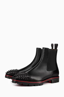 Buy Christian Louboutin Black Melon Spikes Boots in Leather For