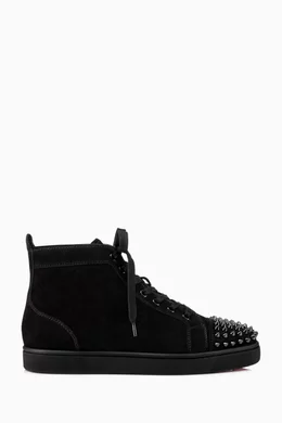 Buy Christian Louboutin Black Lou Spikes High top Sneakers in Suede For Men Online Ounass Saudi