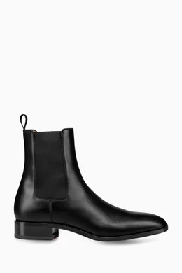 Buy Christian Louboutin Black Samson Chelsea Boots in Leather For Men Online Ounass Saudi