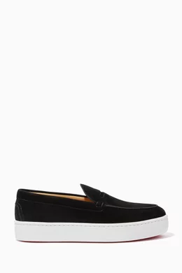Buy Christian Louboutin Black Paqueboat Flats in Veau Velours For Men Online Ounass Saudi