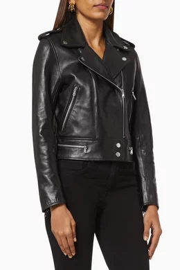 Buy SANDRO Black Cropped Jacket in Leather For Women Online