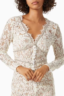 Buy Self-Portrait Neutral Embellished Midi Dress in Cord Lace For Women  Online | Ounass Saudi