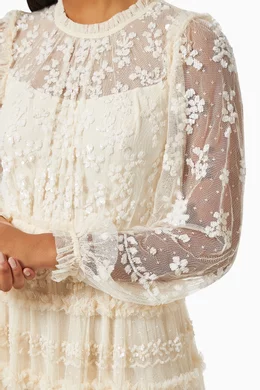 Buy Needle Thread Neutral Eve Sequin Gown in Kisses Tulle For Women Online Ounass Saudi