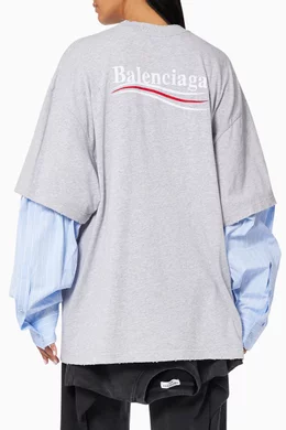 Buy Balenciaga Grey Political Campaign Layered T-shirt in