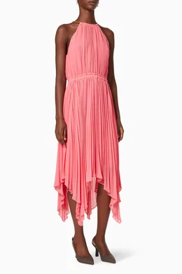 Buy Michael Kors Pink Halter Dress in Pleated Georgette For Women Online Ounass Saudi