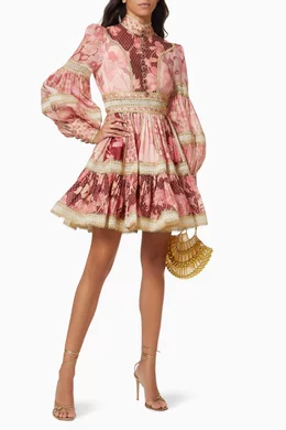 Buy Zimmermann Pink Concert Spliced Trim Dress in Silk & Linen For Women  Online | Ounass Saudi