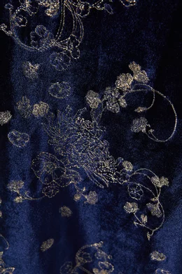 Buy Marchesa Notte Blue Floral Embroidered Gown in Velvet For Women Online 