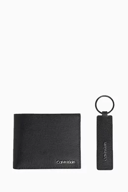 Buy Calvin Klein Black Billfold Wallet Keyring Gift Set in Leather For Men Online Ounass Saudi