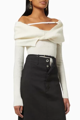 Buy Jacquemus Neutral La Maille Ascua Sweater in Mohair Wool Blend