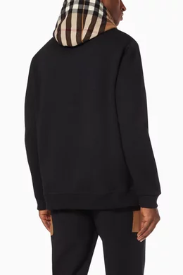 Buy Burberry Black Check Hood Hoodie in Brushed back Cotton Blend For Men Online Ounass Saudi
