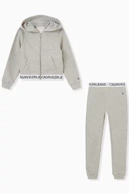 Buy Calvin Klein Grey Hoodie Jogger Pants Set in Fleece For Girls Online Ounass Saudi