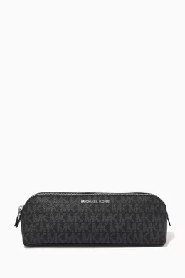 Buy Michael Kors Black Pencil Pouch in Logo Canvas For Men Online Ounass Saudi