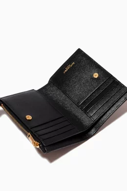Buy SAINT LAURENT Black Cassandre Bi fold Zip Wallet in Matelasse Grain de Poudre Leather For Women Online Ounass Saudi