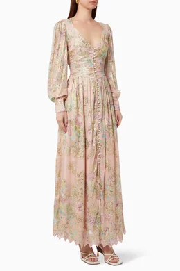 hemant & nandita metallic maxi dress Hemant & Nandita Metallic Maxi Tassel Kaftan Dress