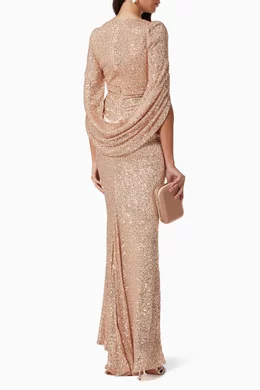 Buy Talbot Runhof Gold Fontlet1 Gown in Micro Sequins For Women Online |  Ounass Saudi