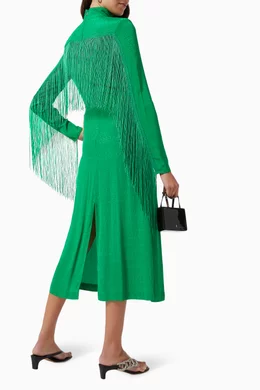 Buy Rotate Birger Christensen Green Reba Fringe Dress in Viscose For Women  Online | Ounass Saudi