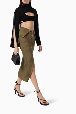 Khaki eyelet skirt online