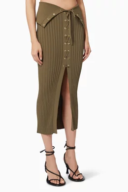 Khaki eyelet skirt 2025