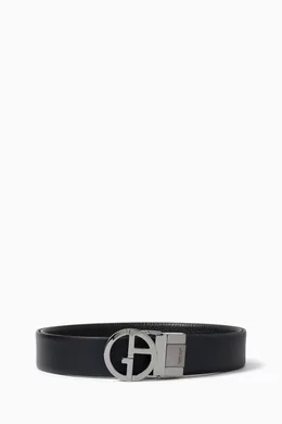Buy Giorgio Armani Black Reversible GA Logo Belt in Leather For
