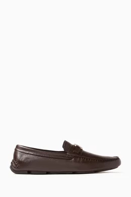 Buy Giorgio Armani Brown Logo Loafers in Deerskin Leather For Men Online Ounass Saudi