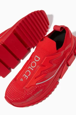 Buy Dolce Gabbana Red Sorrento Slip-On Sneakers in Stretch Mesh