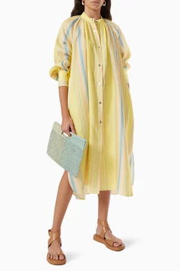 Buy Oroton Yellow Stripe Shirt Dress in Linen For Women Online | Ounass  Saudi