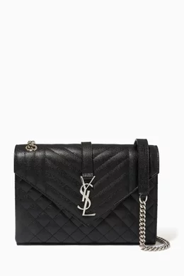 Medium envelope bag in grain de poudre embossed leather clearance