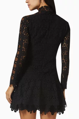 jonathan simkhai guipure lace mini dress Jonathan Simkhai Long Sleeve High Neck Guipure Lace Mini Dress - Size 4 NEW