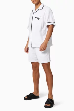 半額以下★PRADA Terry Bowling Shirt White Cotton terry bowling shirt in white - Prada | Mytheresa
