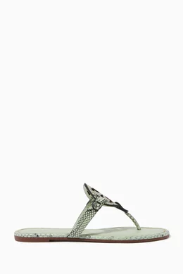 Buy Tory Burch Green Miller Flat Sandals in Leather For Women