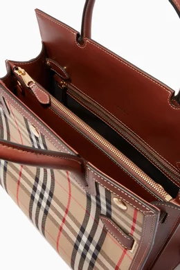 Buy Burberry Neutral Small Two handle Title Bag in Vintage Check Leather For Women Online Ounass Saudi