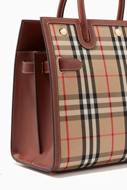 Buy Burberry Neutral Small Two handle Title Bag in Vintage Check Leather For Women Online Ounass Saudi