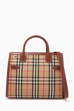 Buy Burberry Neutral Small Two handle Title Bag in Vintage Check Leather For Women Online Ounass Saudi