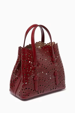 Buy Alaïa Burgundy Mina 20 Tote Bag in Vienne Wave Calfskin