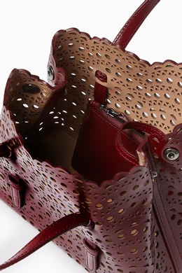 Buy Alaïa Burgundy Mina 20 Tote Bag in Vienne Wave Calfskin
