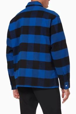 Buy Burberry Blue Letter Graphic Zip-front Shirt in Check Cotton