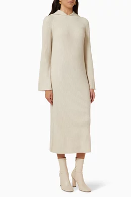 Buy Theory Neutral Hooded Dress in Felted Wool Cashmere Blend For Women  Online | Ounass Saudi