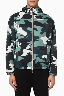 Buy Emporio Armani Blue EA Camo Hoodie in Nylon For Men Online Ounass Saudi