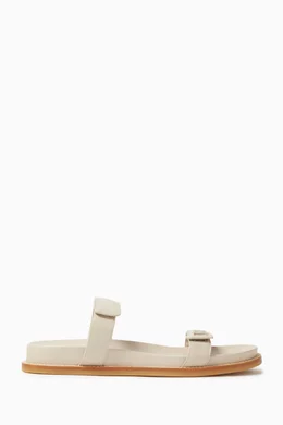 Buy Emporio Armani Neutral Flat Sandals in Nappa For Women Online