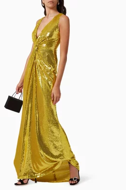 Halston yellow dress clearance