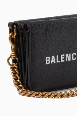 Buy Balenciaga Black Cash Mini Wallet on Chain in Calfskin