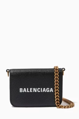 Buy Balenciaga Black Cash Mini Wallet on Chain in Calfskin For 