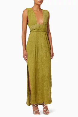 Buy Savannah Morrow Green Verita Dress in Silk & Bamboo For Women Online |  Ounass Saudi